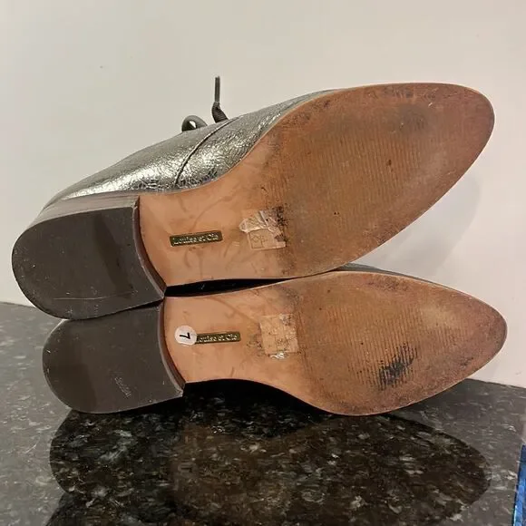 Louise Et Cie Womens Sz 7 metallic Lace Tie Up Shoes Leather Pointed Toe - Picture 7 of 7